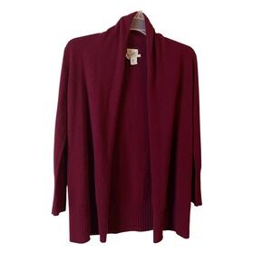 Nicole Miller New York Womens 100% Cashmere Open Front Cardigan Red Medium